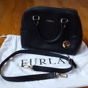 Furla black bowling bag
